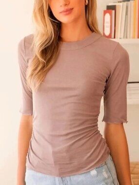 Free People Intimately Ruched Mock Neck Top Mauve Womens - Size XS